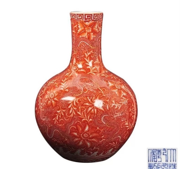 紅釉葫芦瓶瓢箪花器古陶磁器-