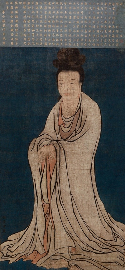 中国古美術・純手描き・吴道子人物画芯・觀音画像167x86cm・書画・絹本・仏像 中国古美術・純手描き・吴道子人物画芯・觀音画像167x86cm・書画