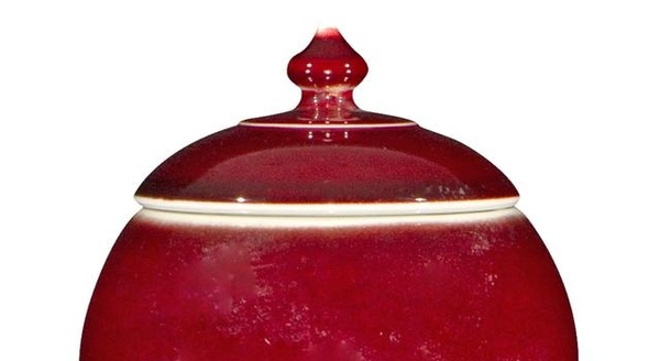 宣德 祭紅釉蓋豆（對）